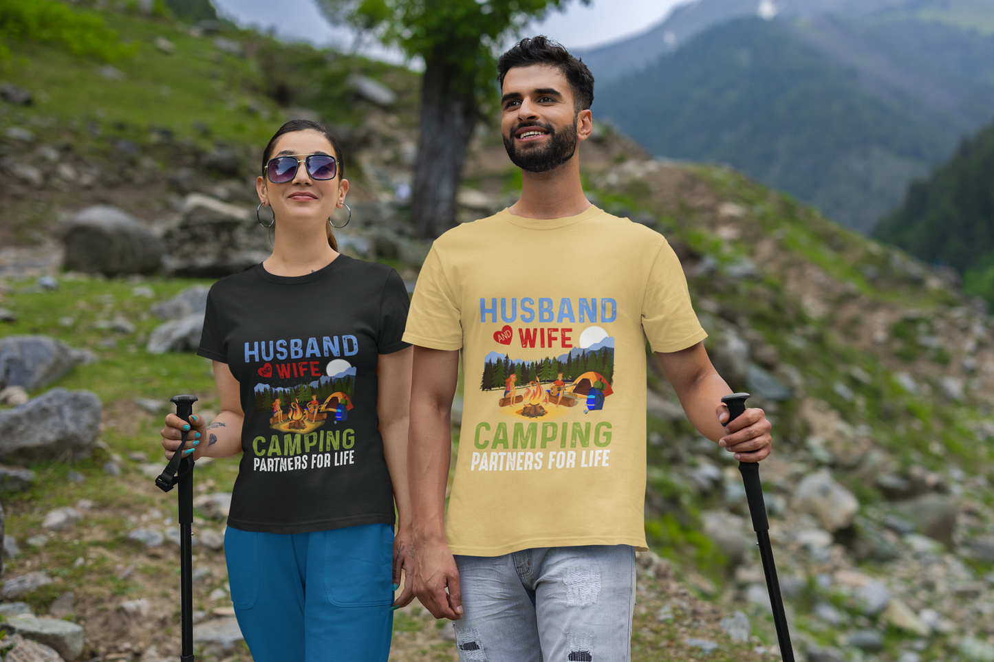 Husband and Wife – Camping Partners for Life Unisex Supima T-Shirt