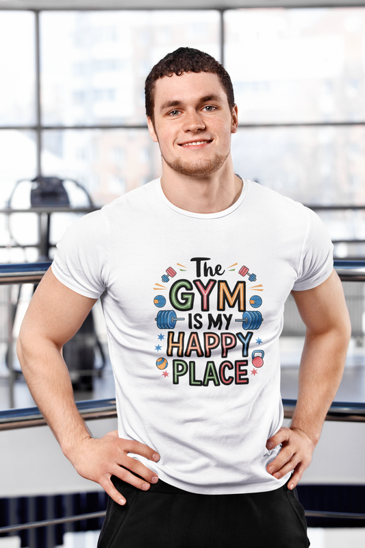 The Gym is My Happy Place Unisex Stretch T-shirt
