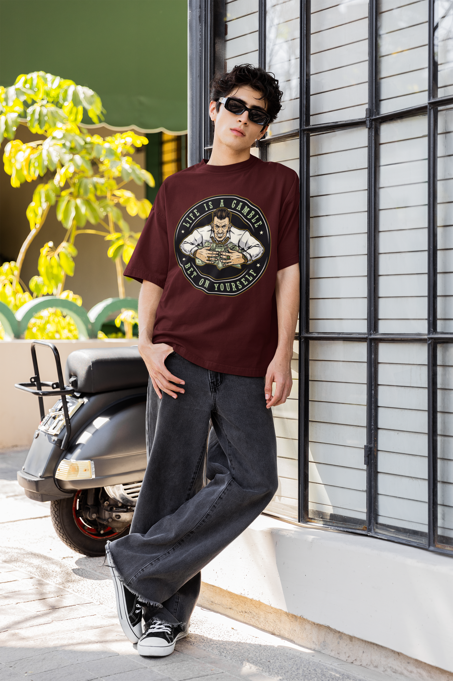 Life Is a Gamble, Bet on Yourself Unisex Terry Oversized Tee