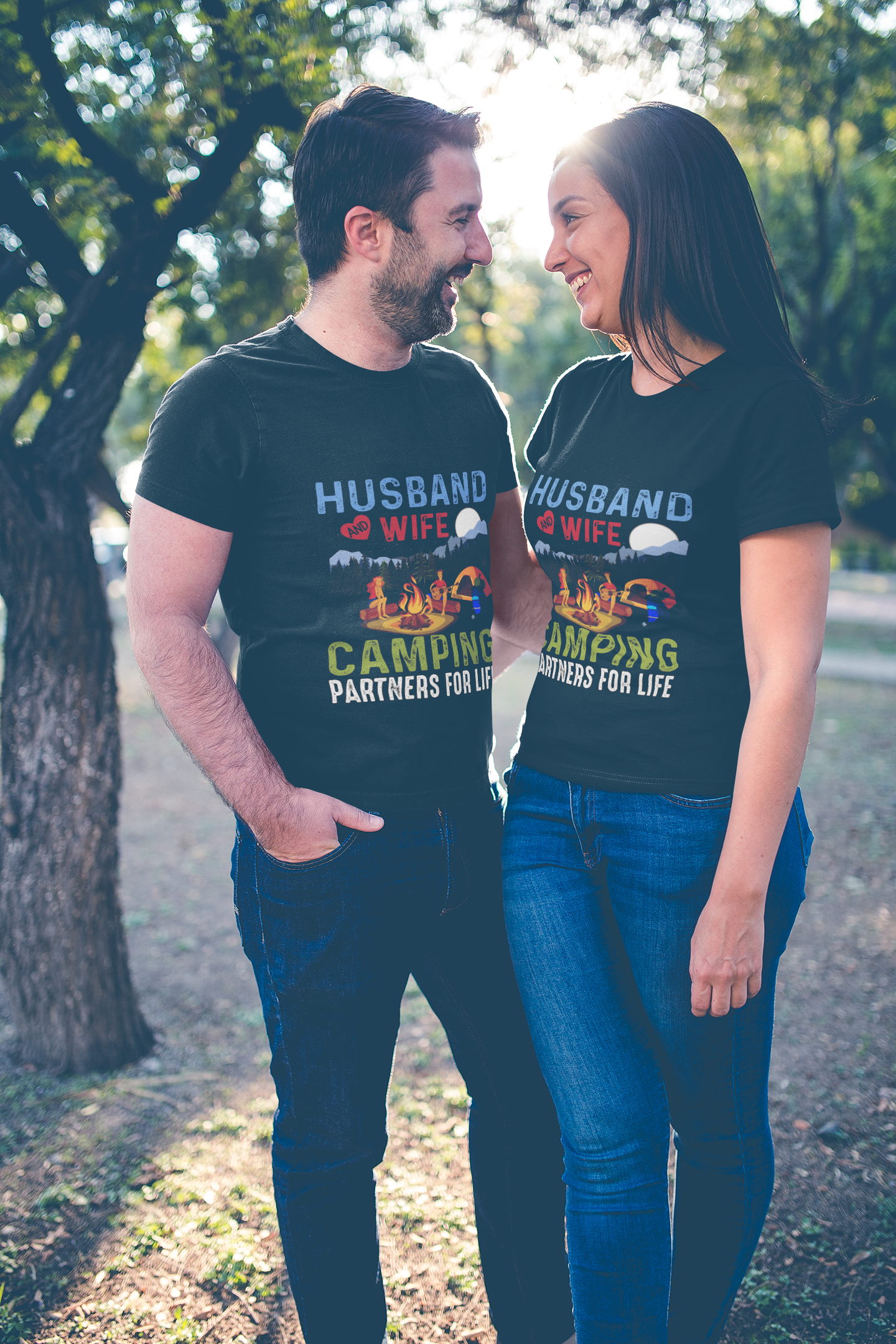 Husband and Wife – Camping Partners for Life Unisex Supima T-Shirt