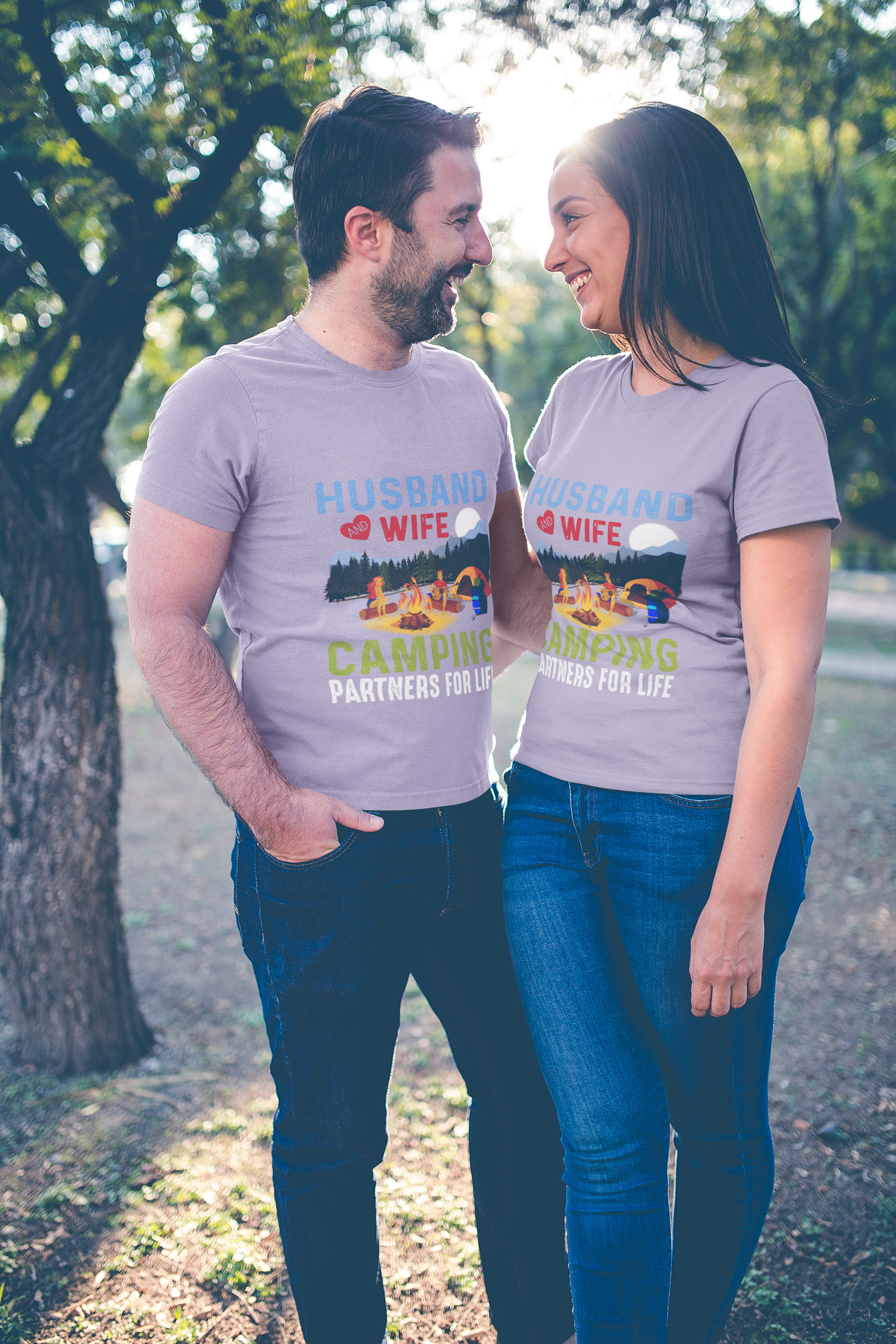 Husband and Wife – Camping Partners for Life Unisex Supima T-Shirt