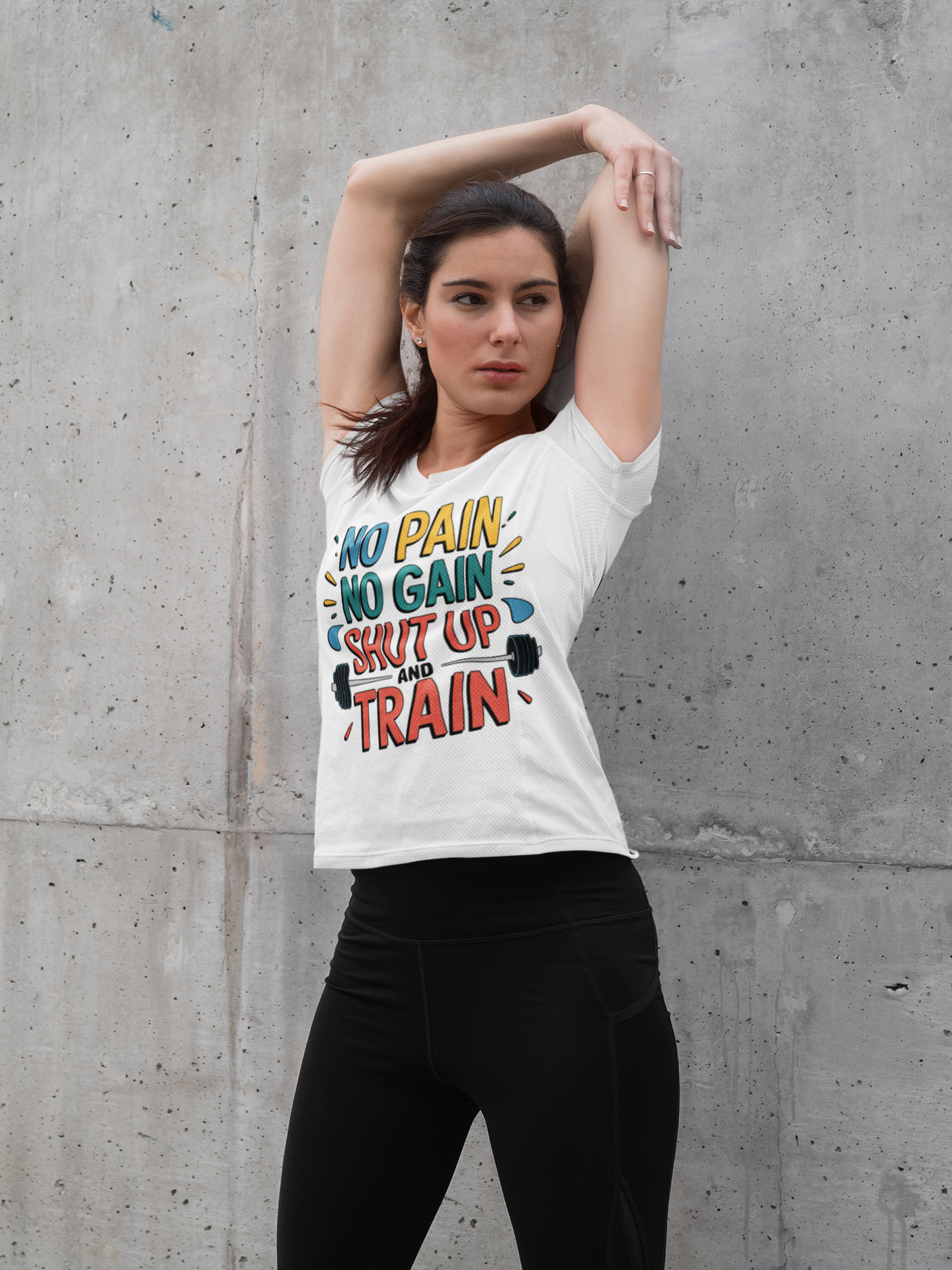 No Pain No Gain Shut Up and Train Unisex Stretch T-shirt
