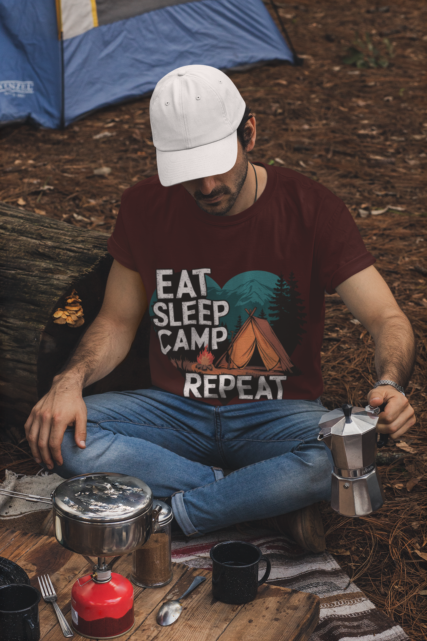 Eat Sleep Camp Repeat Unisex Supima T-Shirt