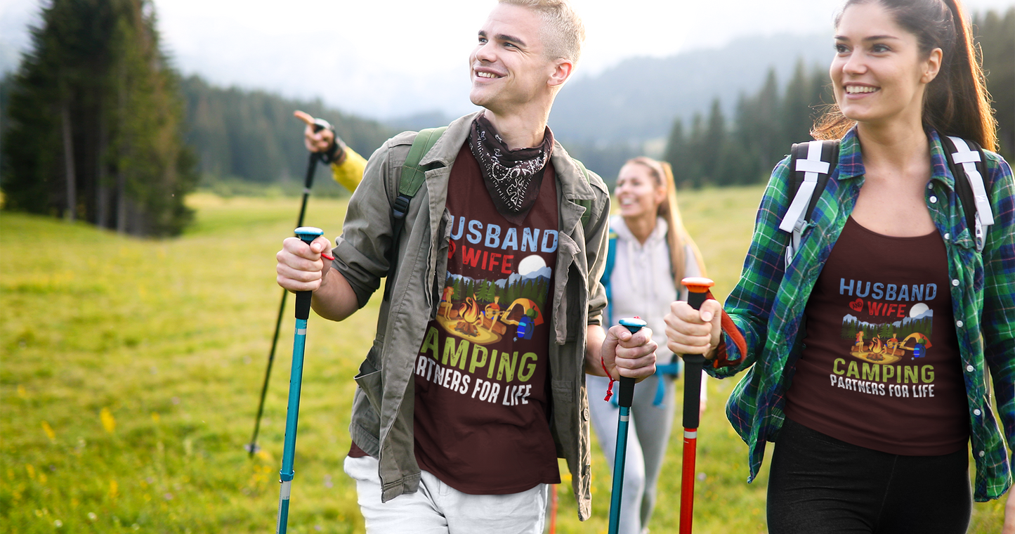 Husband and Wife – Camping Partners for Life Unisex Supima T-Shirt