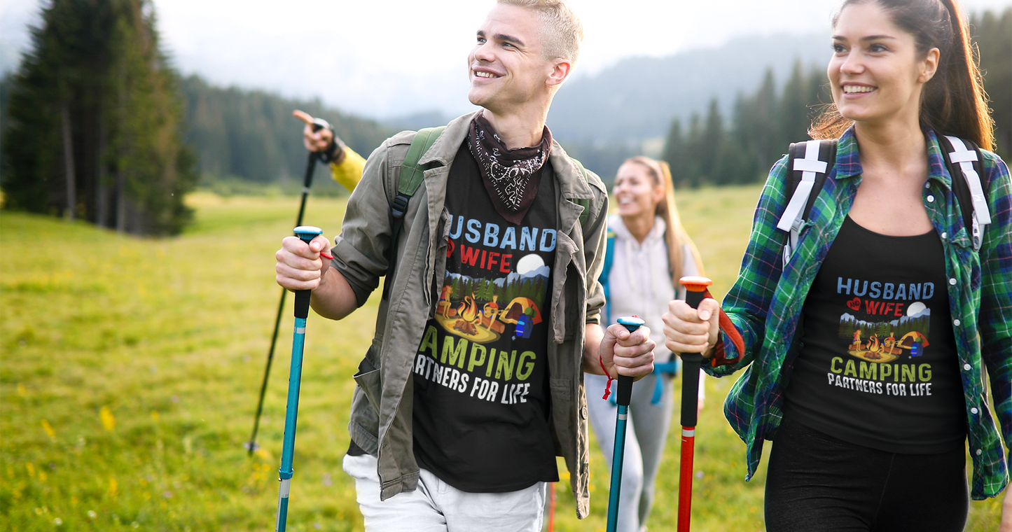 Husband and Wife – Camping Partners for Life Unisex Supima T-Shirt