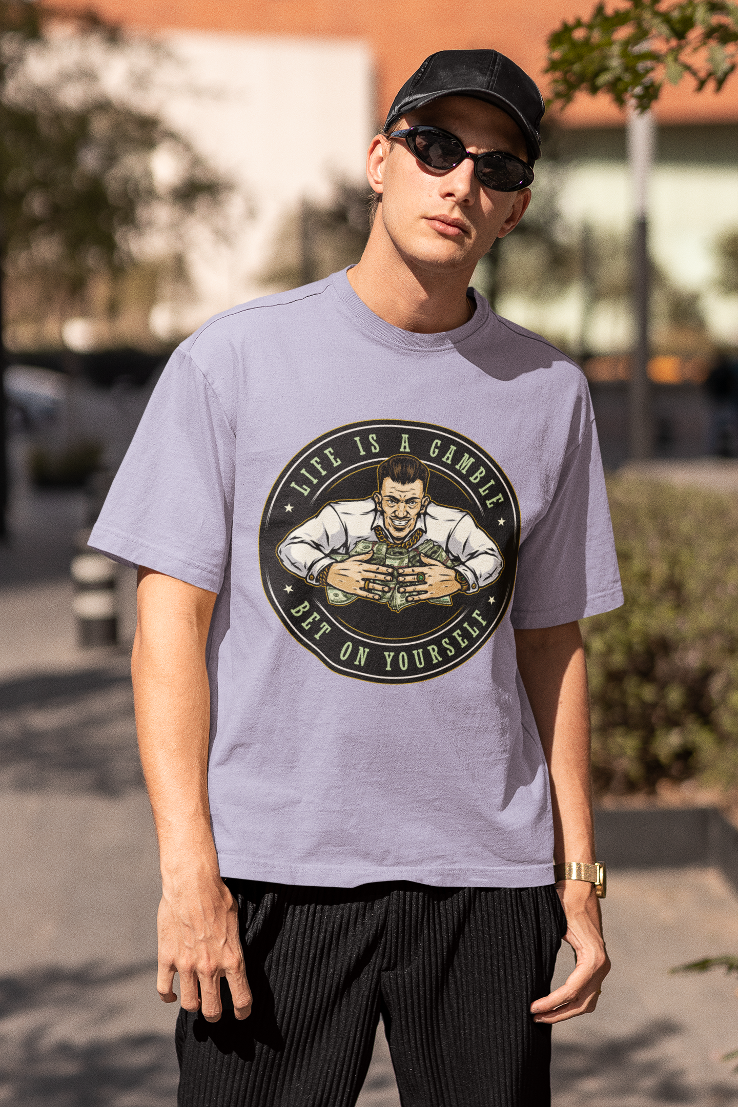Life Is a Gamble, Bet on Yourself Unisex Terry Oversized Tee