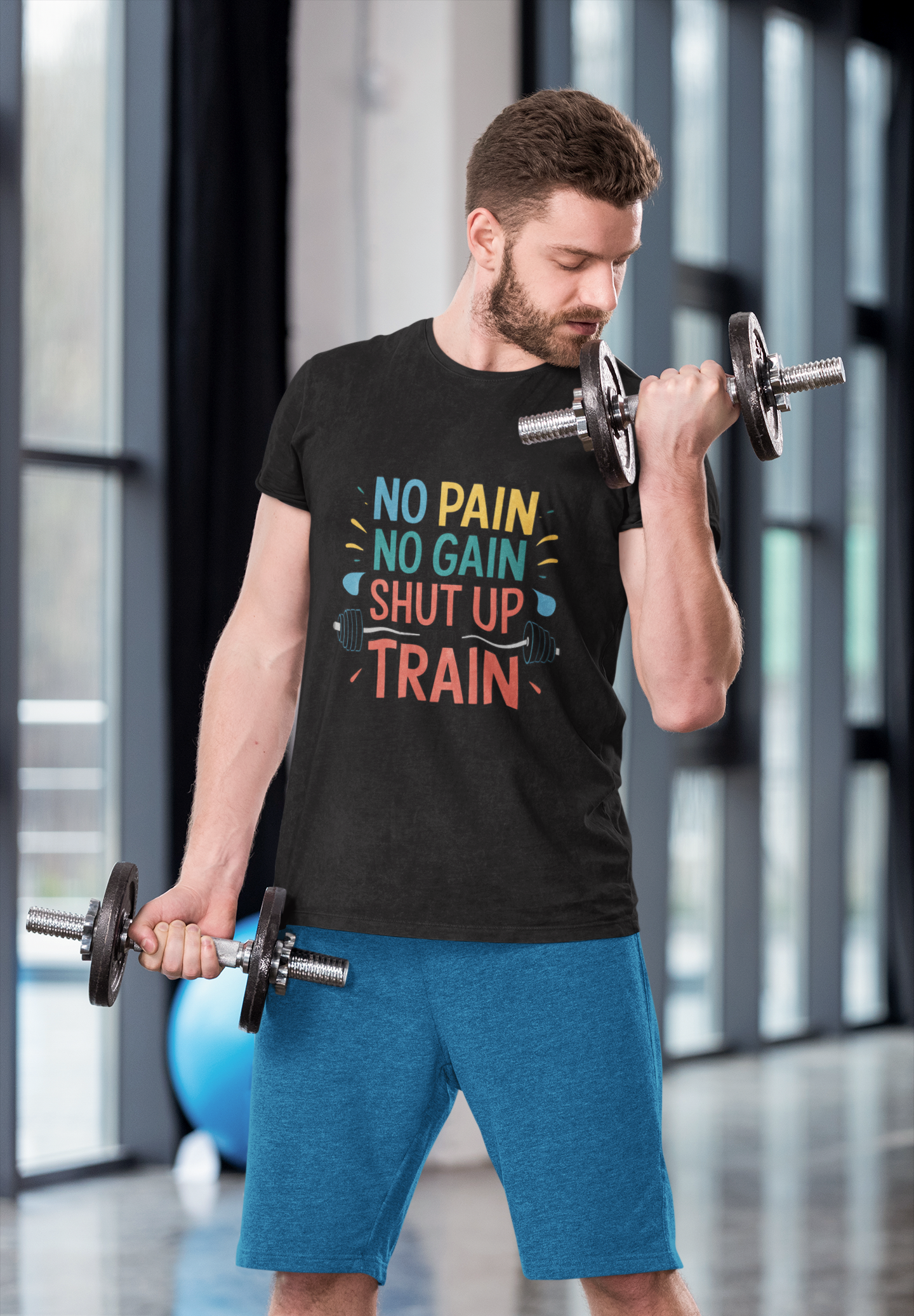 No Pain No Gain Shut Up and Train Unisex Stretch T-shirt