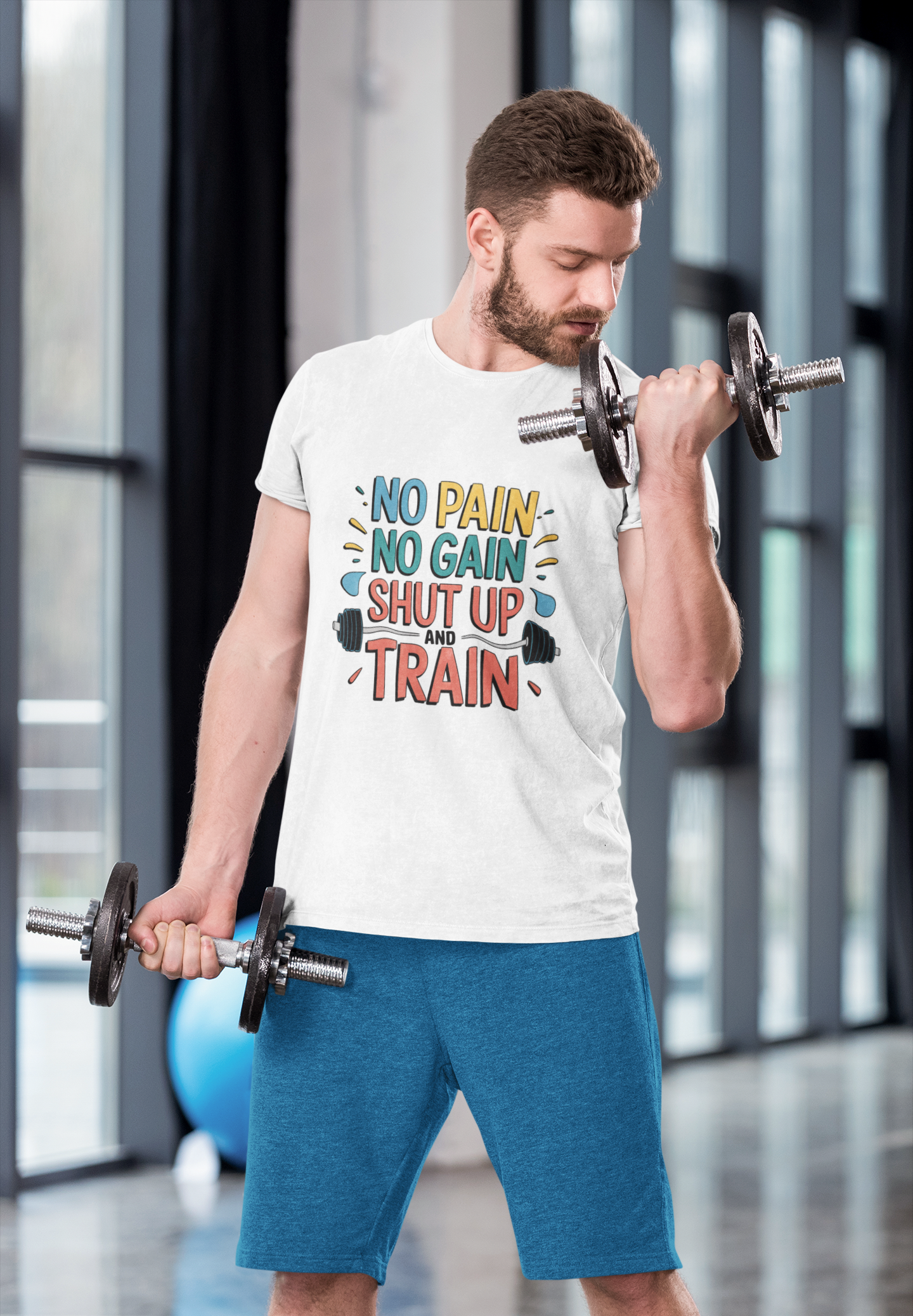 No Pain No Gain Shut Up and Train Unisex Stretch T-shirt
