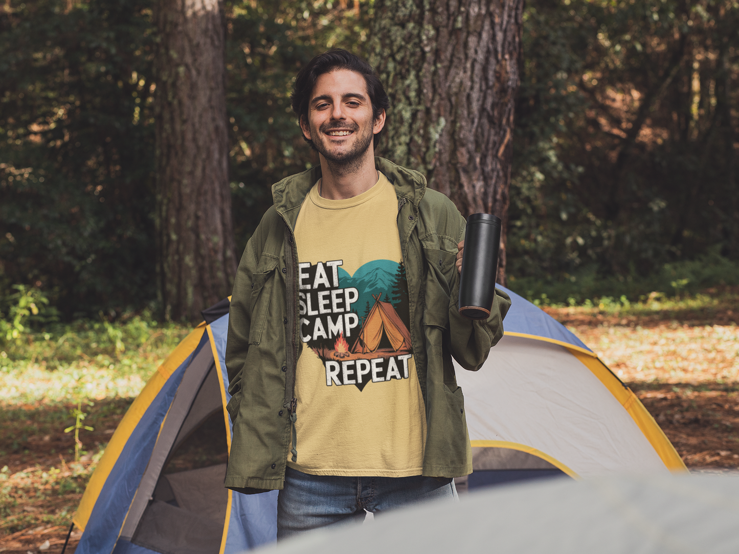 Eat Sleep Camp Repeat Unisex Supima T-Shirt