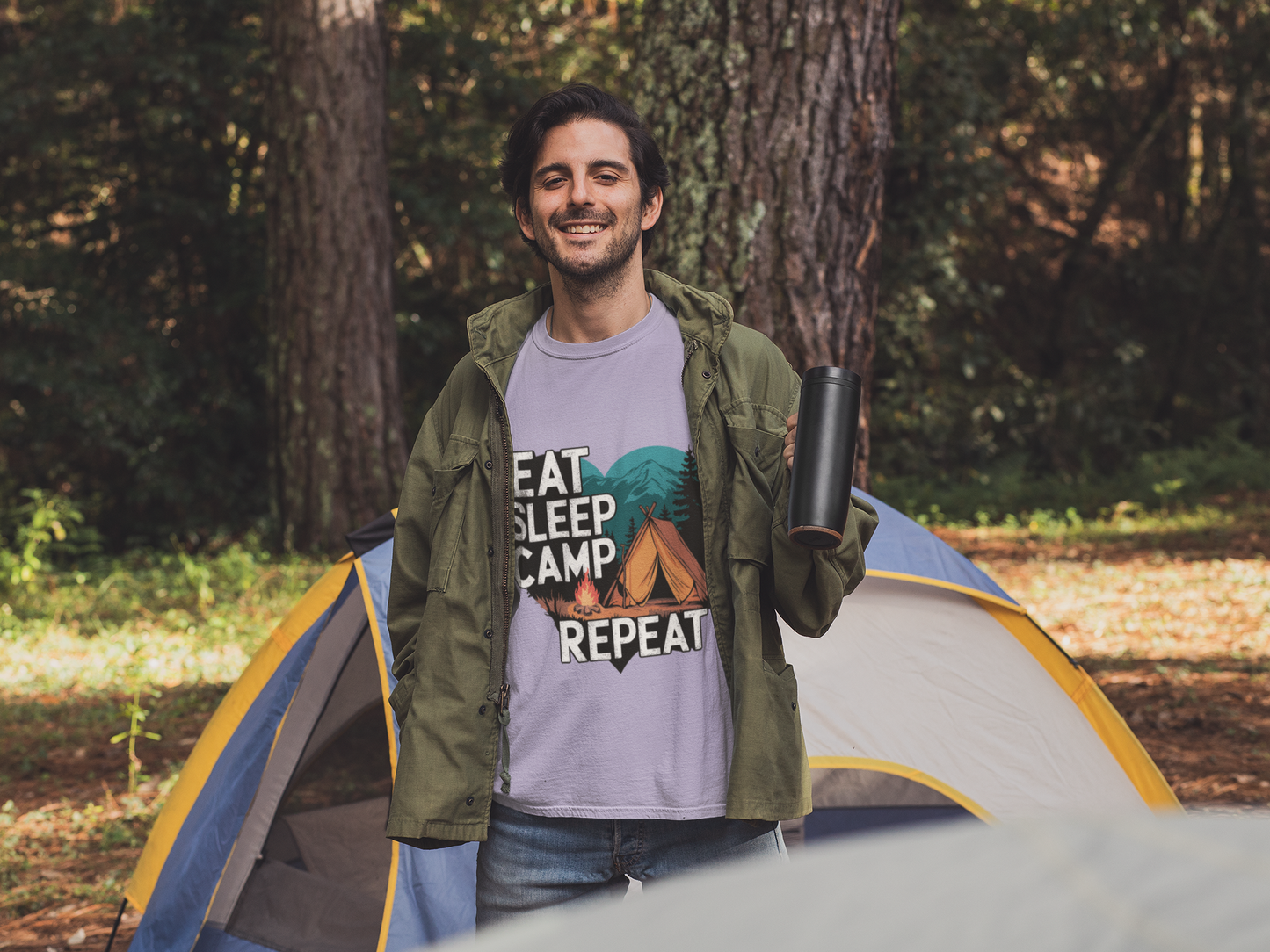 Eat Sleep Camp Repeat Unisex Supima T-Shirt