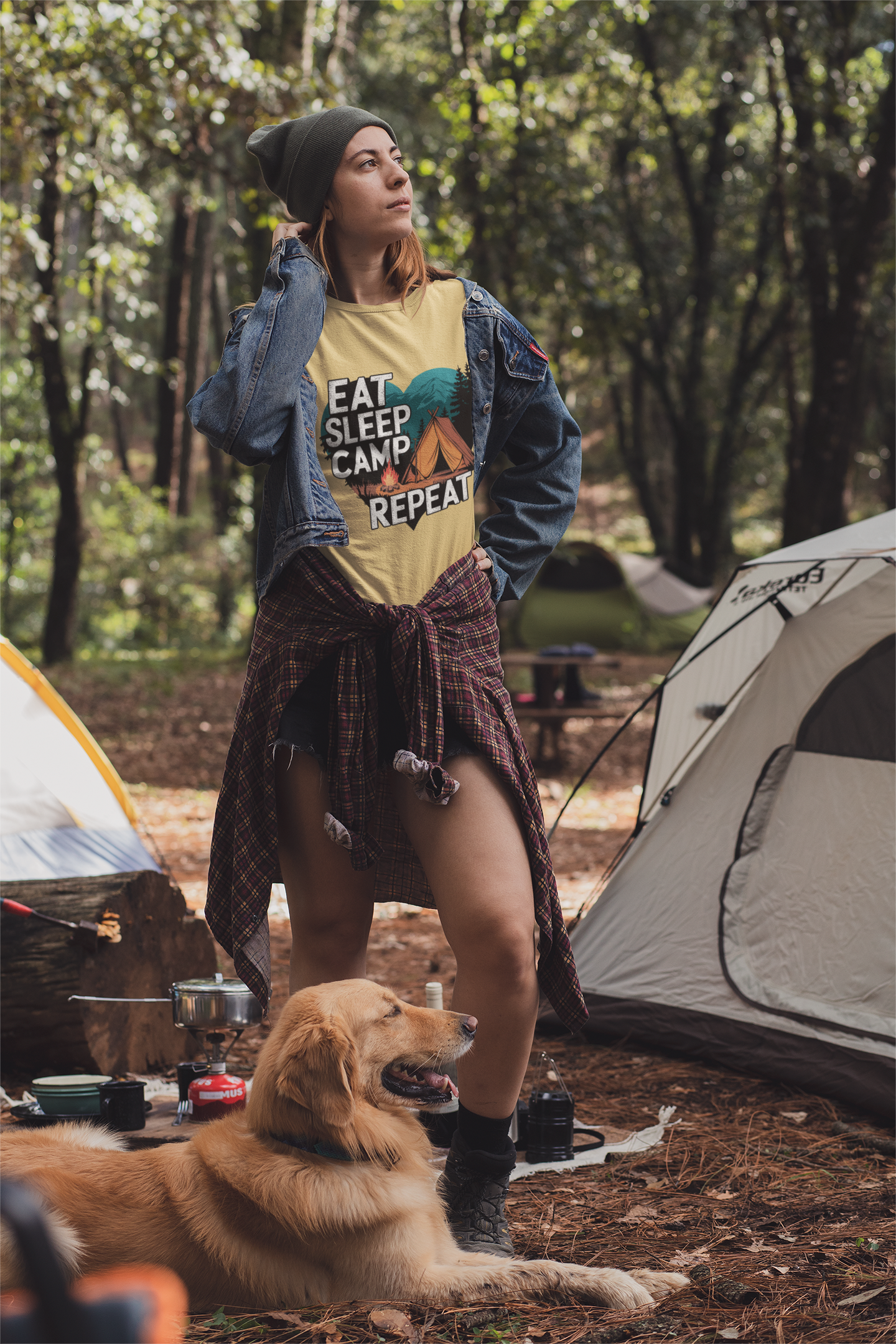 Eat Sleep Camp Repeat Unisex Supima T-Shirt
