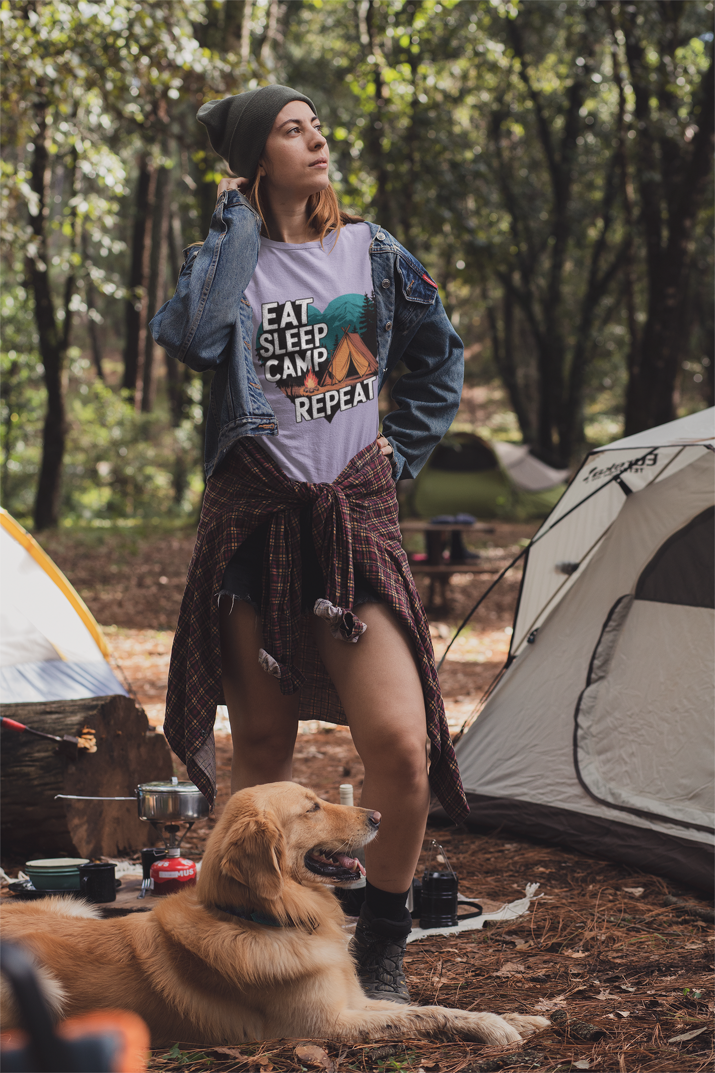 Eat Sleep Camp Repeat Unisex Supima T-Shirt