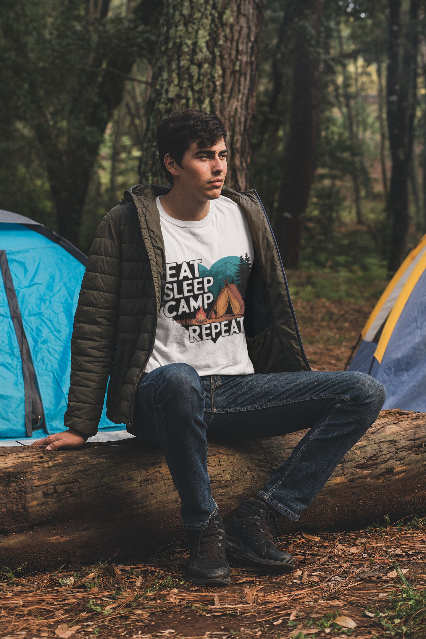 Eat Sleep Camp Repeat Unisex Supima T-Shirt
