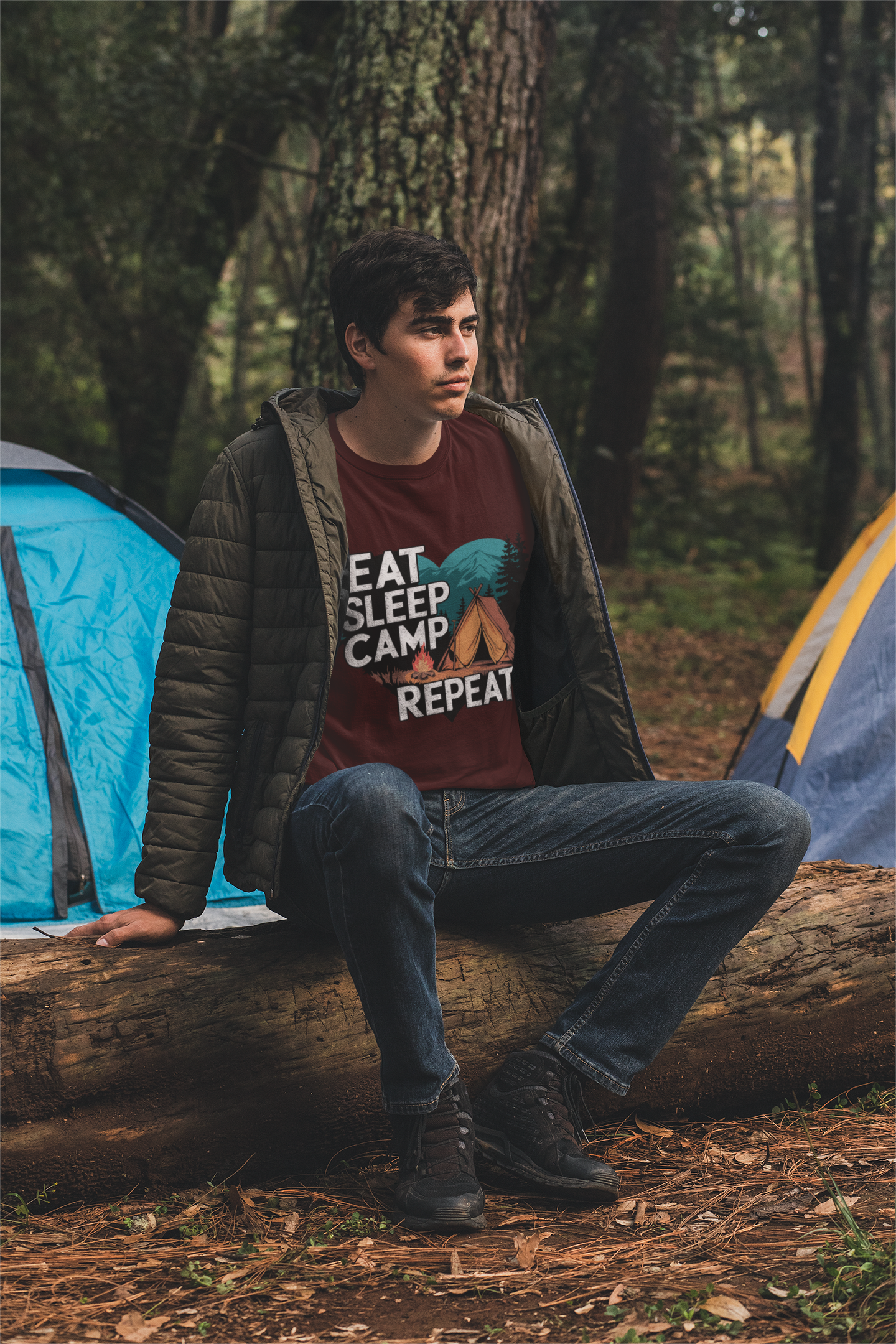 Eat Sleep Camp Repeat Unisex Supima T-Shirt