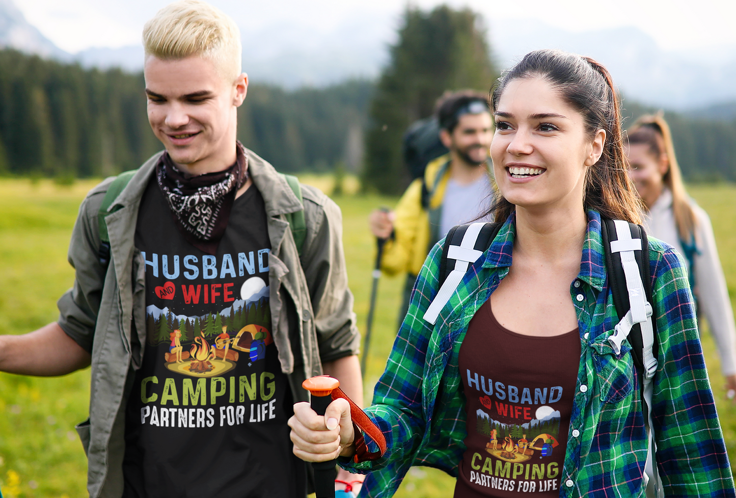 Husband and Wife – Camping Partners for Life Unisex Supima T-Shirt