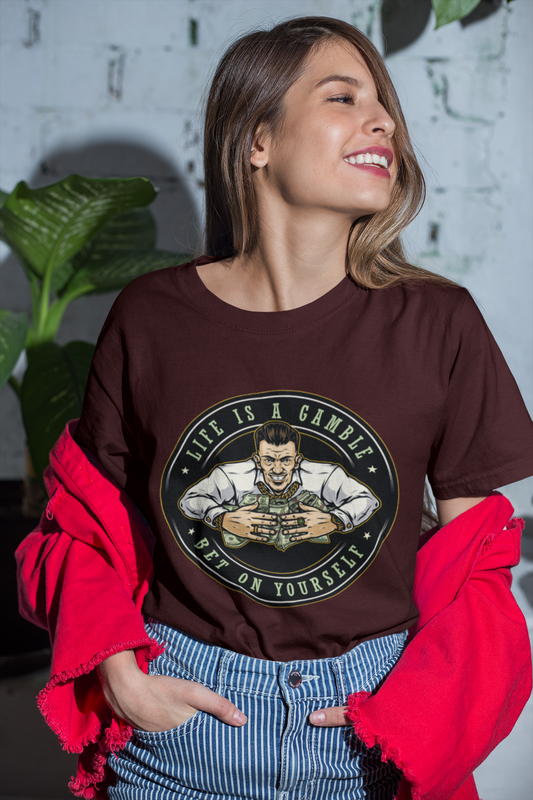 Life Is a Gamble, Bet on Yourself Unisex Terry Oversized Tee
