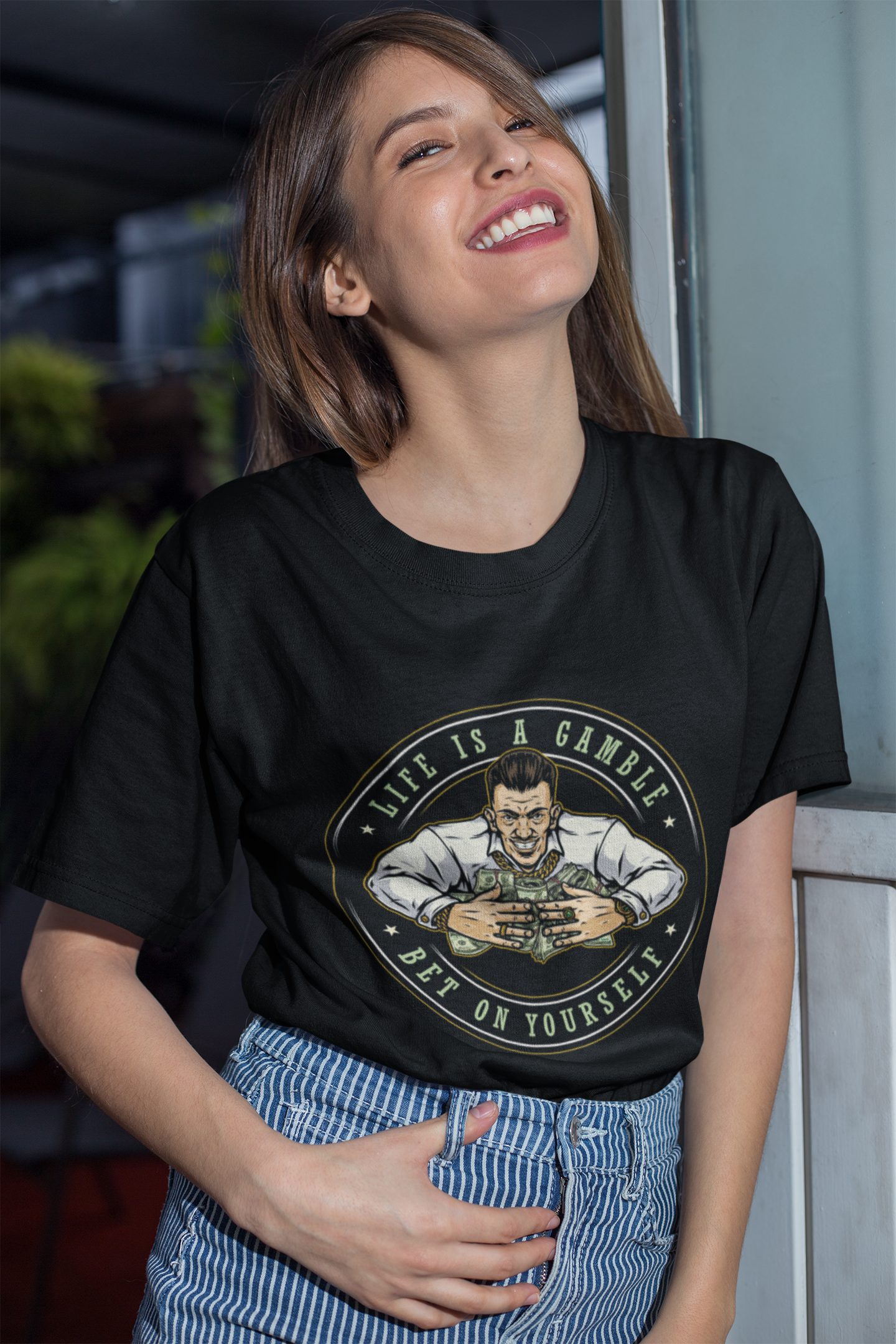 Life Is a Gamble, Bet on Yourself Unisex Terry Oversized Tee