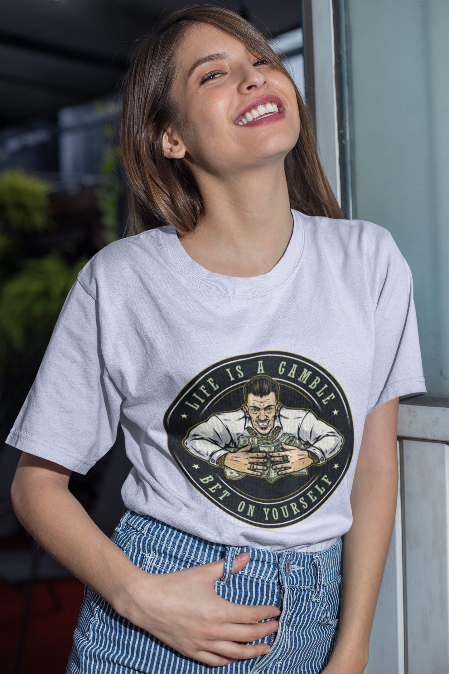 Life Is a Gamble, Bet on Yourself Unisex Terry Oversized Tee