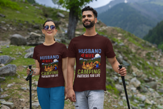 Husband and Wife – Camping Partners for Life Unisex Supima T-Shirt