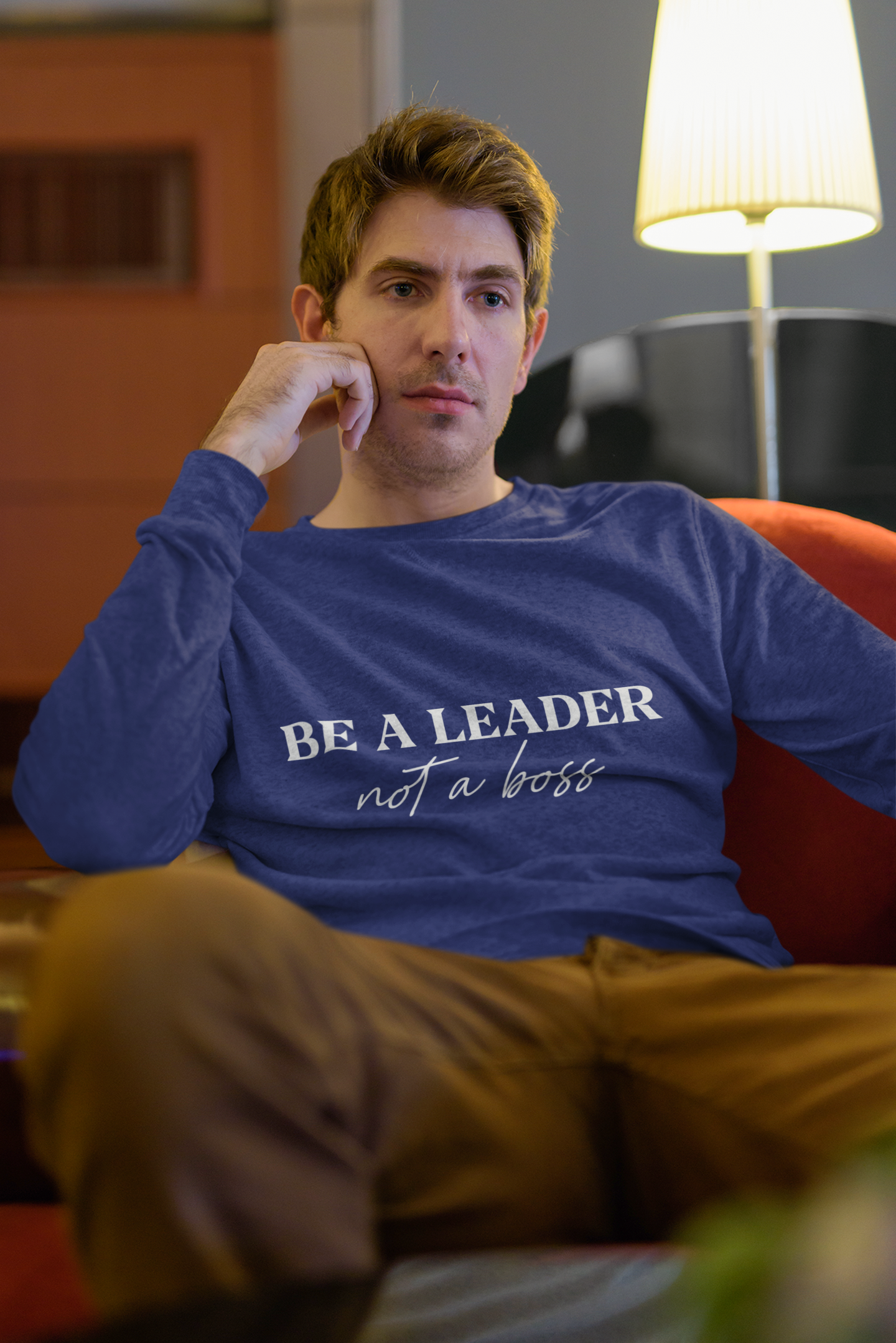Be a Leader, Not a Boss Men's Full Sleeve Motivational T-Shirt