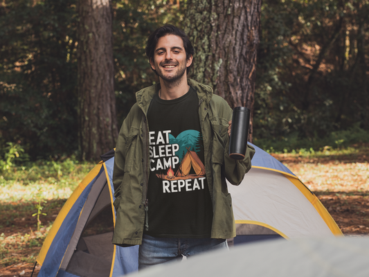 Eat Sleep Camp Repeat Unisex Supima T-Shirt